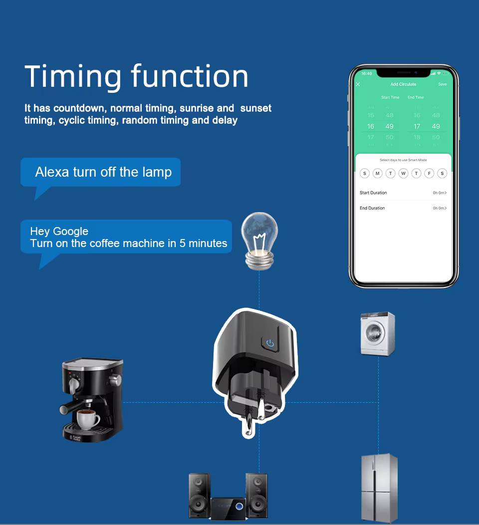 Smart Plug Tuya 16A Wifi - Black