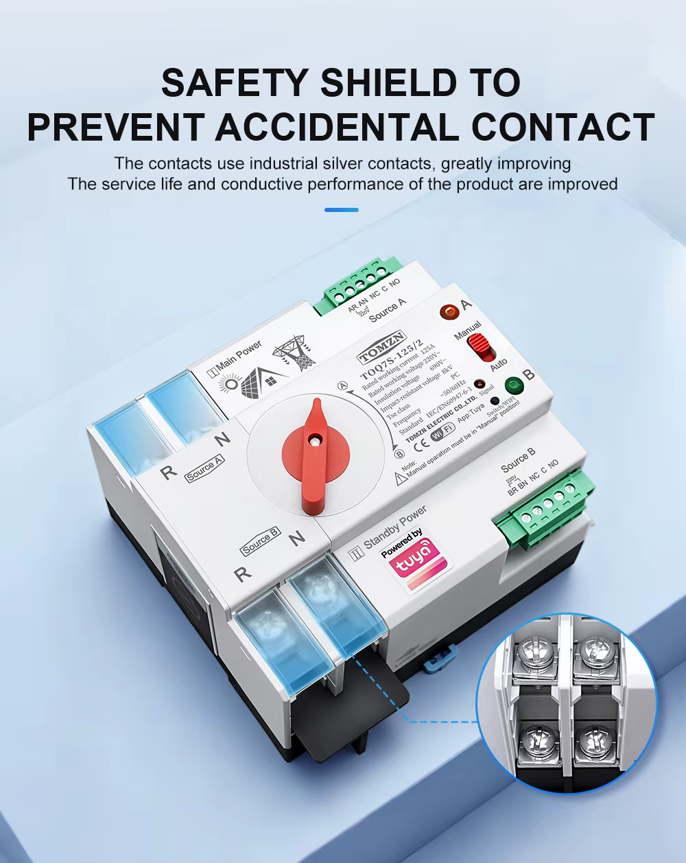 Tomzn Smart Dual Power Automatic Transfer Selector Switch ATS -125A