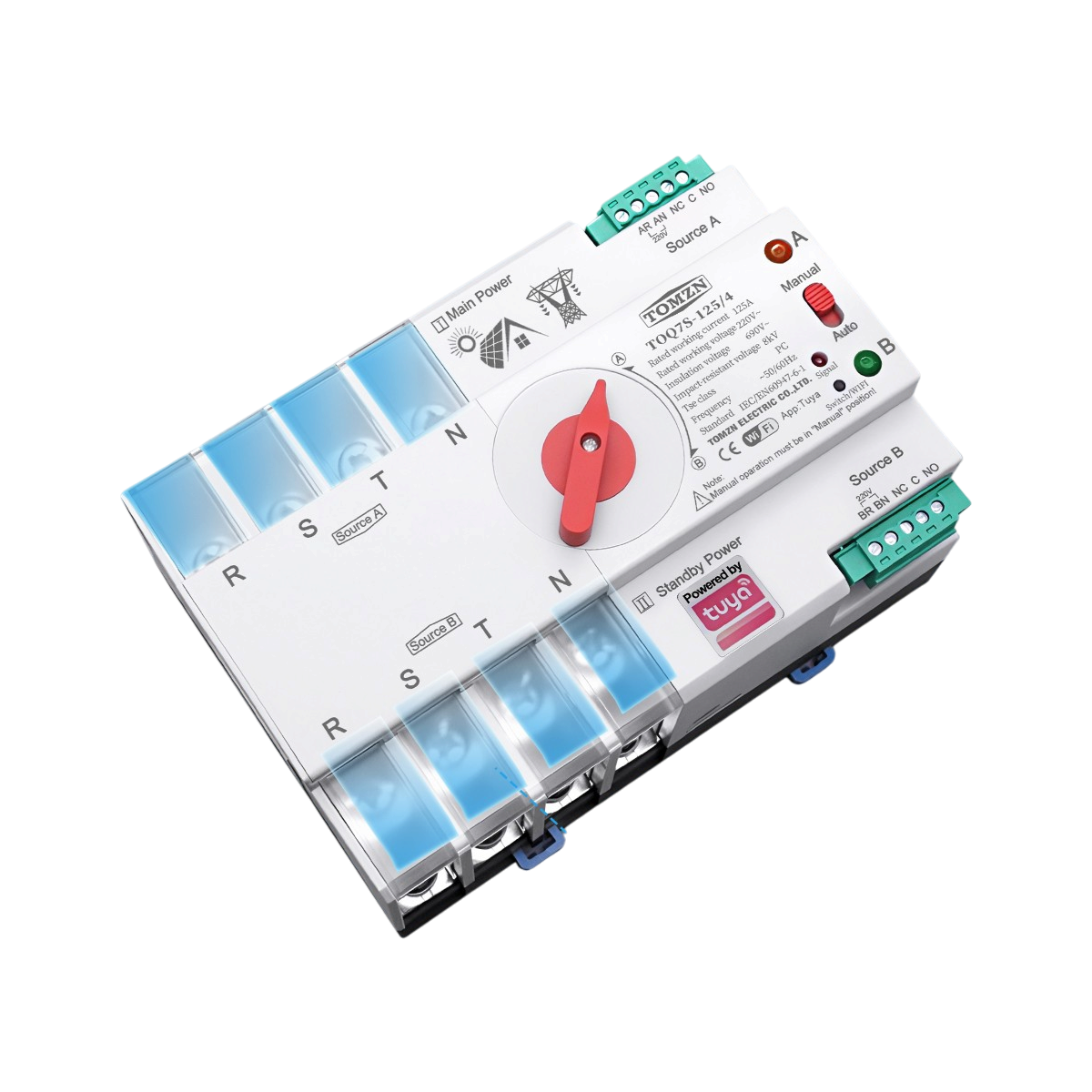 Tomzn Smart Dual Power Automatic Transfer Selector Switch ATS -125A — Three Phase