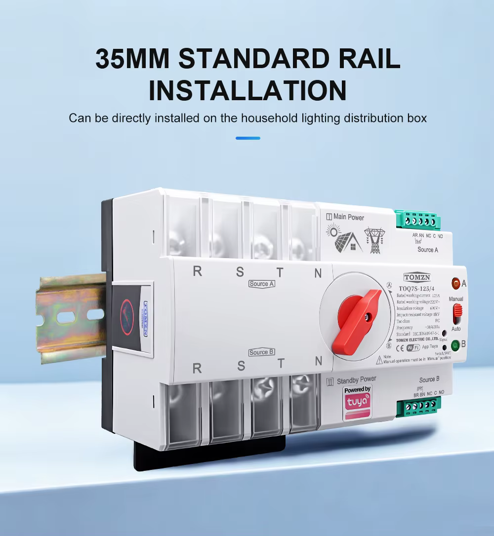 Tomzn Smart Dual Power Automatic Transfer Selector Switch ATS -125A — Three Phase