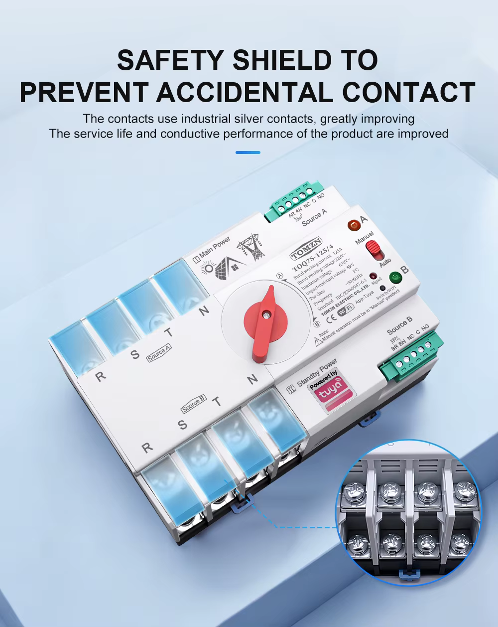 Tomzn Smart Dual Power Automatic Transfer Selector Switch ATS -125A — Three Phase