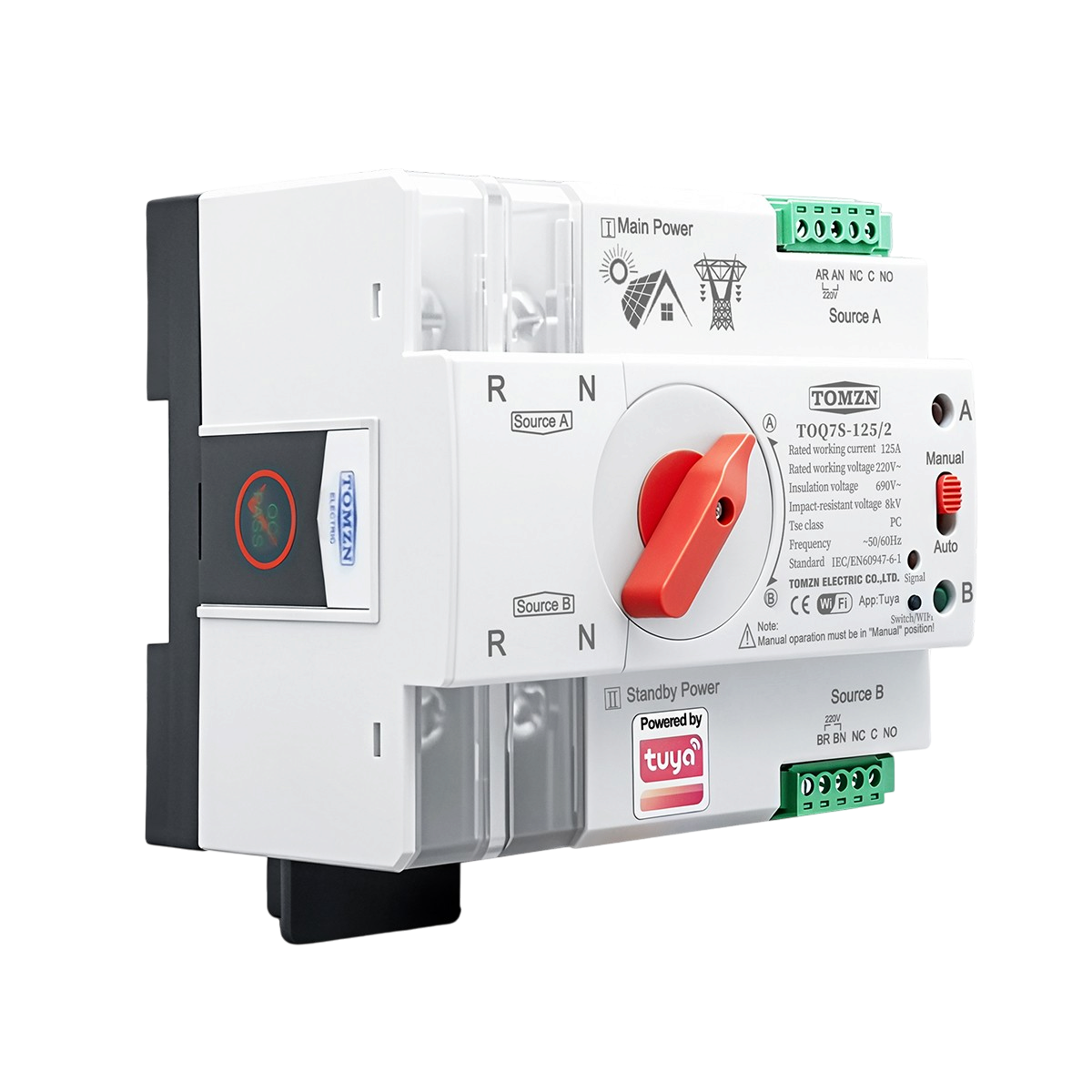 Tomzn Smart Dual Power Automatic Transfer Selector Switch ATS -125A