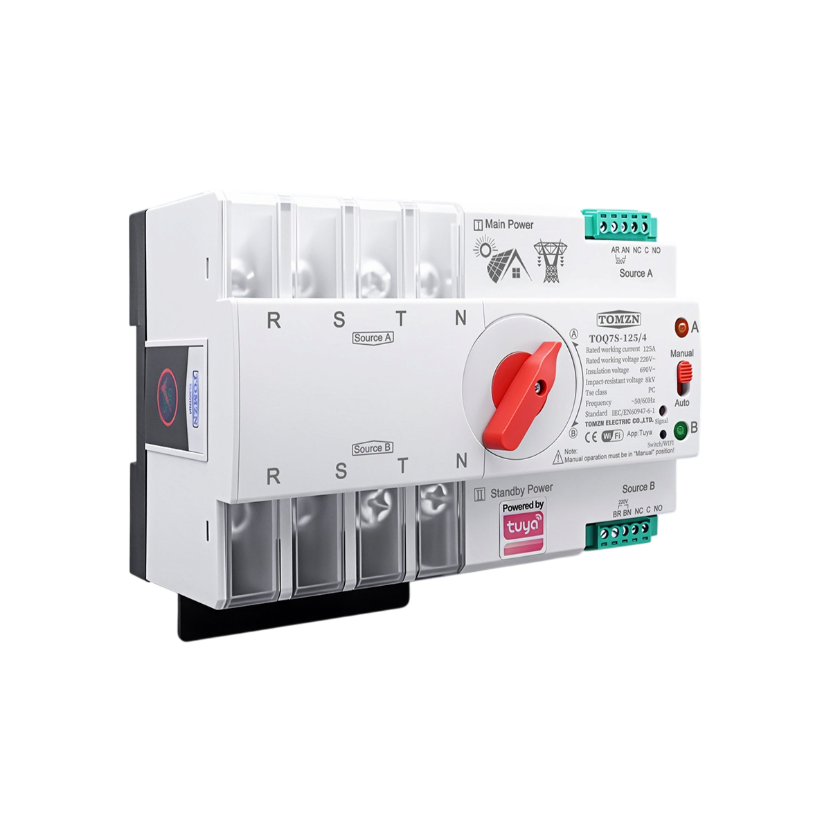 Tomzn Smart Dual Power Automatic Transfer Selector Switch ATS -125A — Three Phase