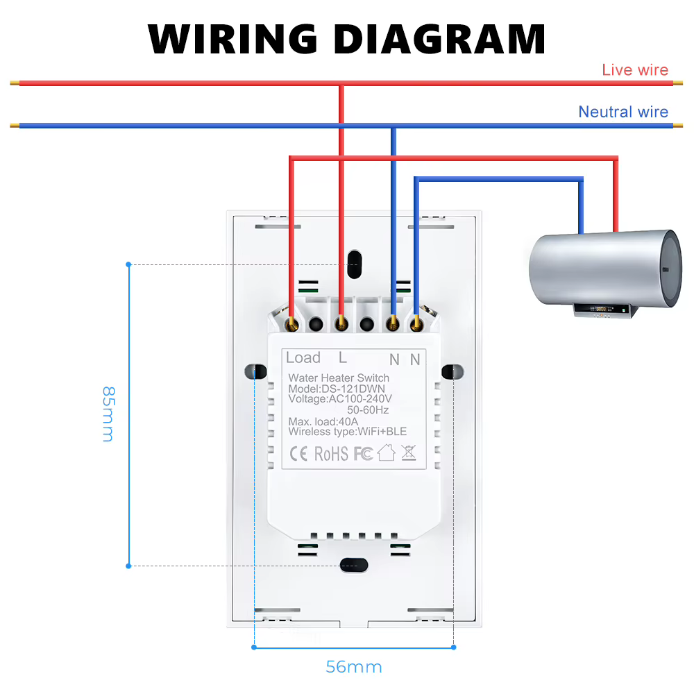 Smart Boiler Switch 40A — White