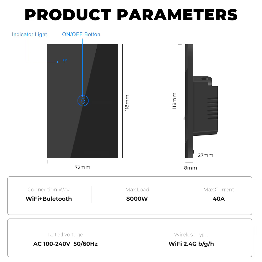 Smart Boiler Switch 40A — Black