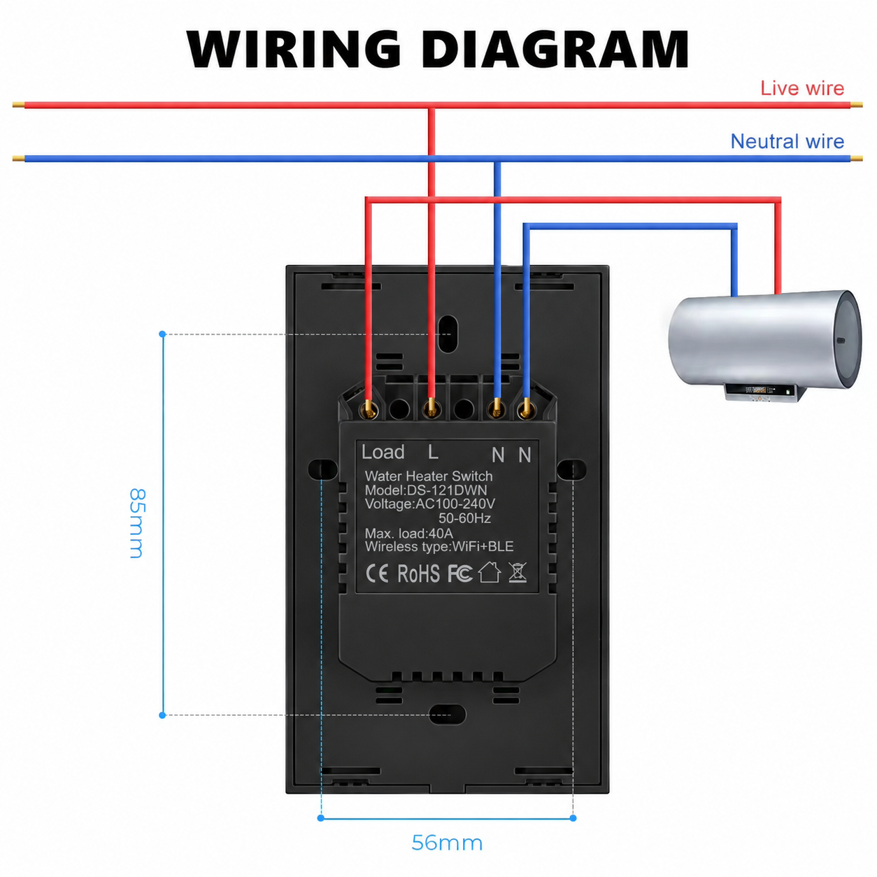 Smart Boiler Switch 40A — Black